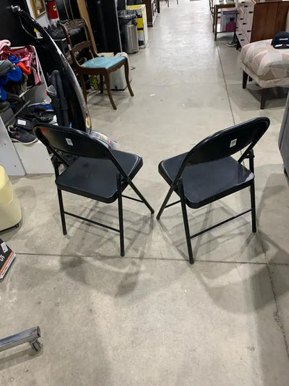Black Metal Folding Chair - set of 2