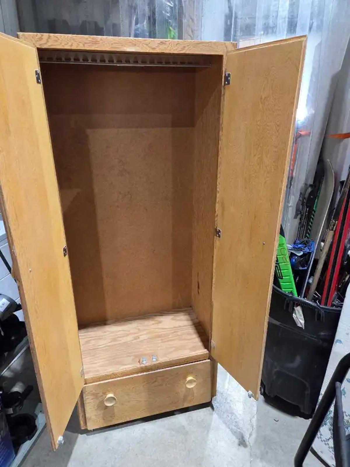 Vintage Wooden Double-Door Wardrobe
