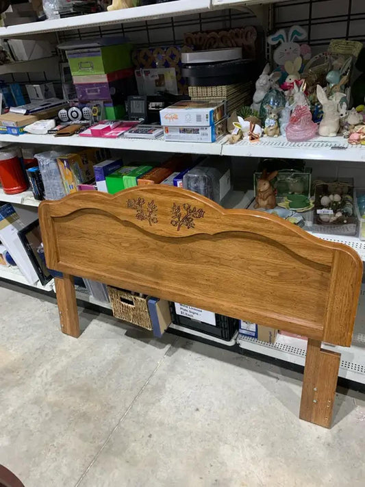 Wood Headboard With Carved Detail