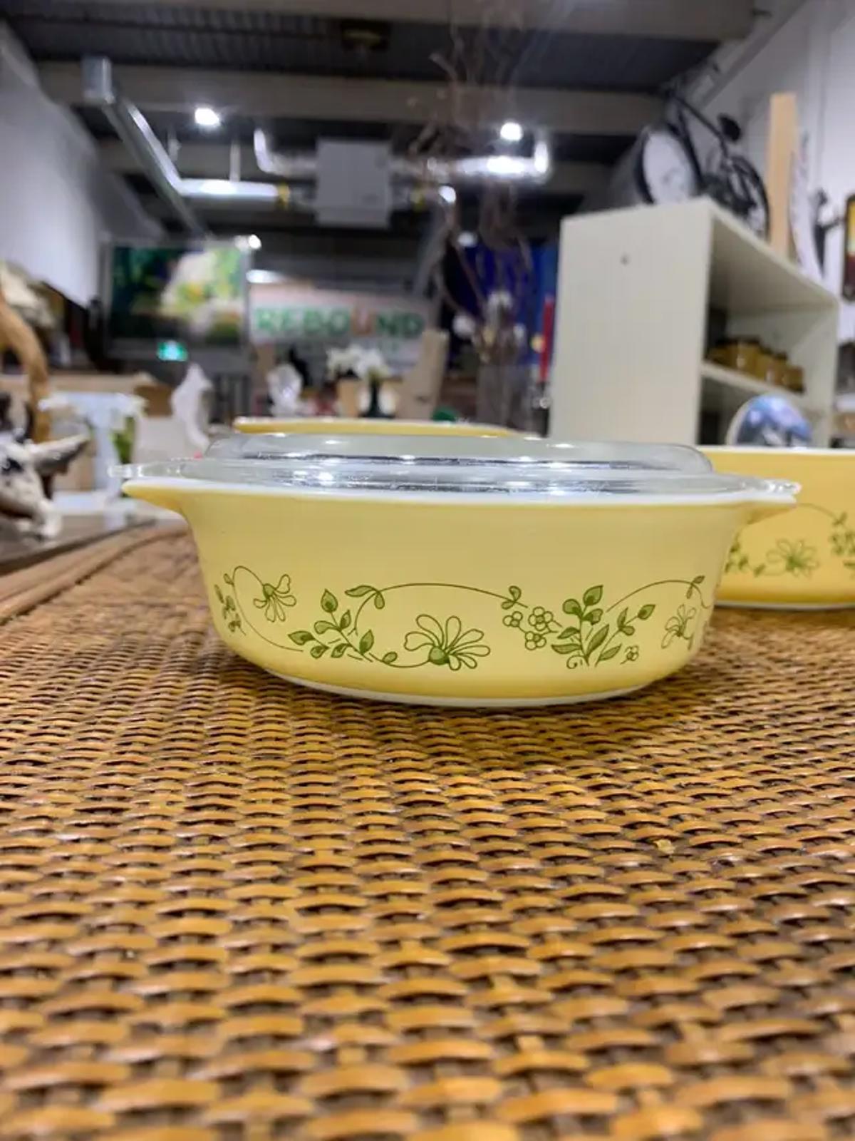 Vintage Pyrex Floral Yellow Bowls