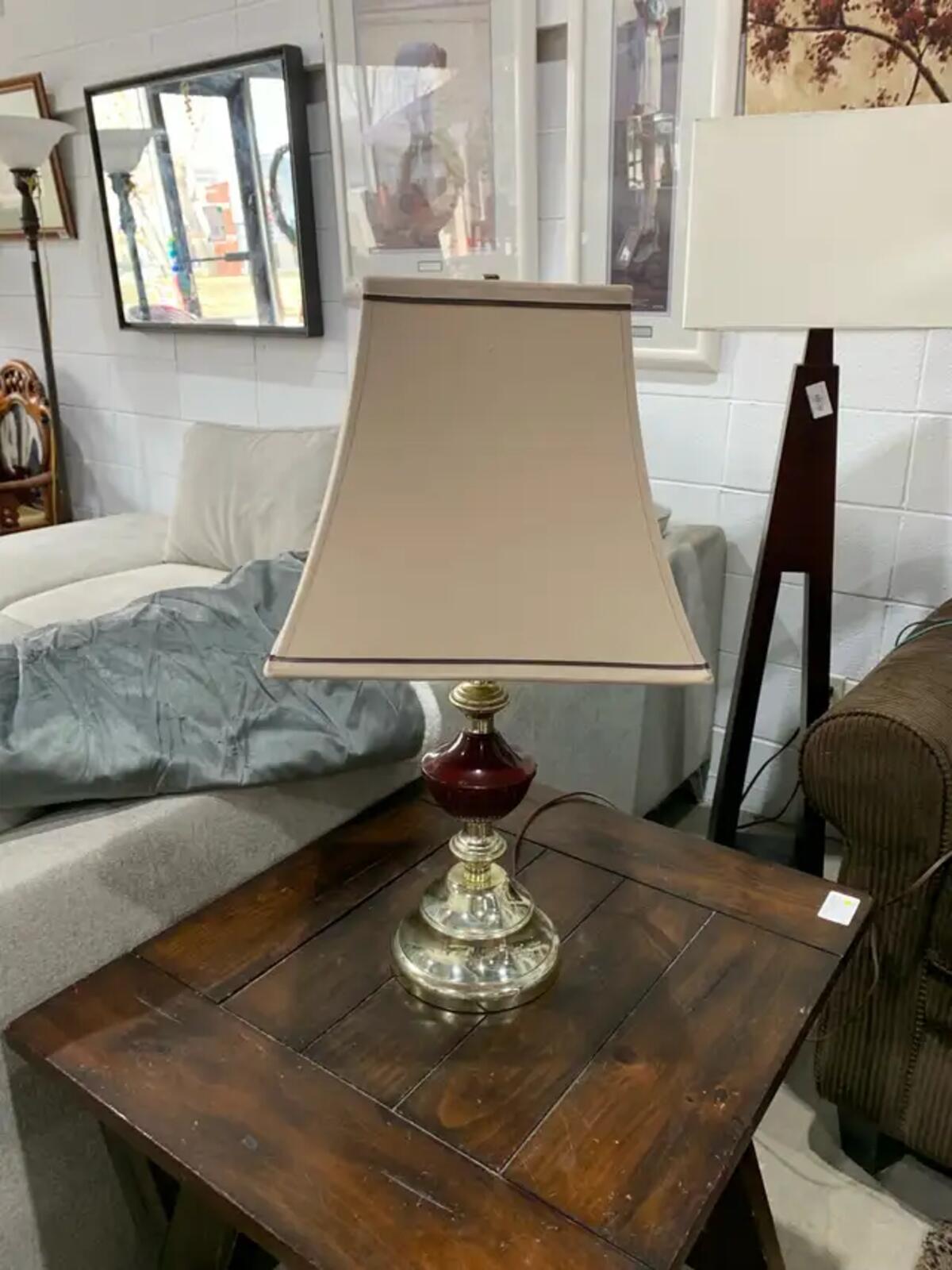 Vintage Gold and Maroon Table Lamp