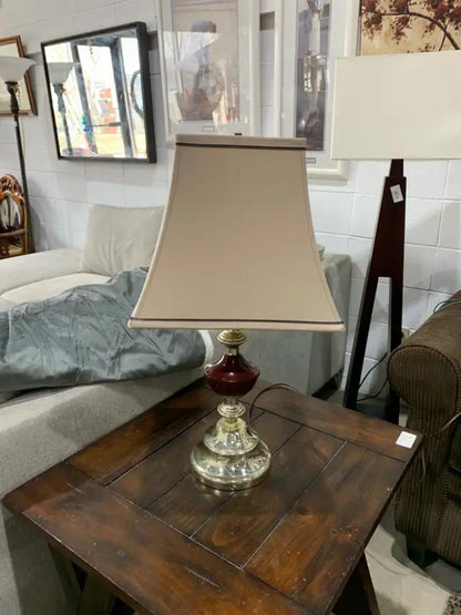 Vintage Gold and Maroon Table Lamp