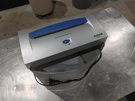 Good Condition Aurora AS502MX Paper Shredder Tested Working Silver/Blue