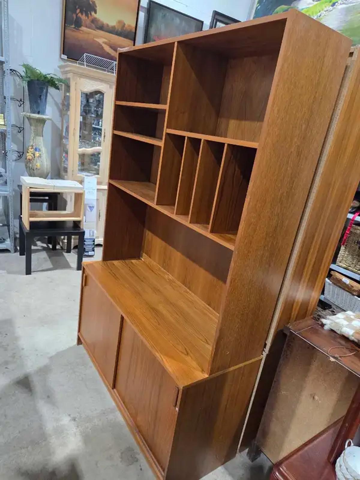 Vintage Danish MCM Teak Veneer Wall Unit - 2 Available