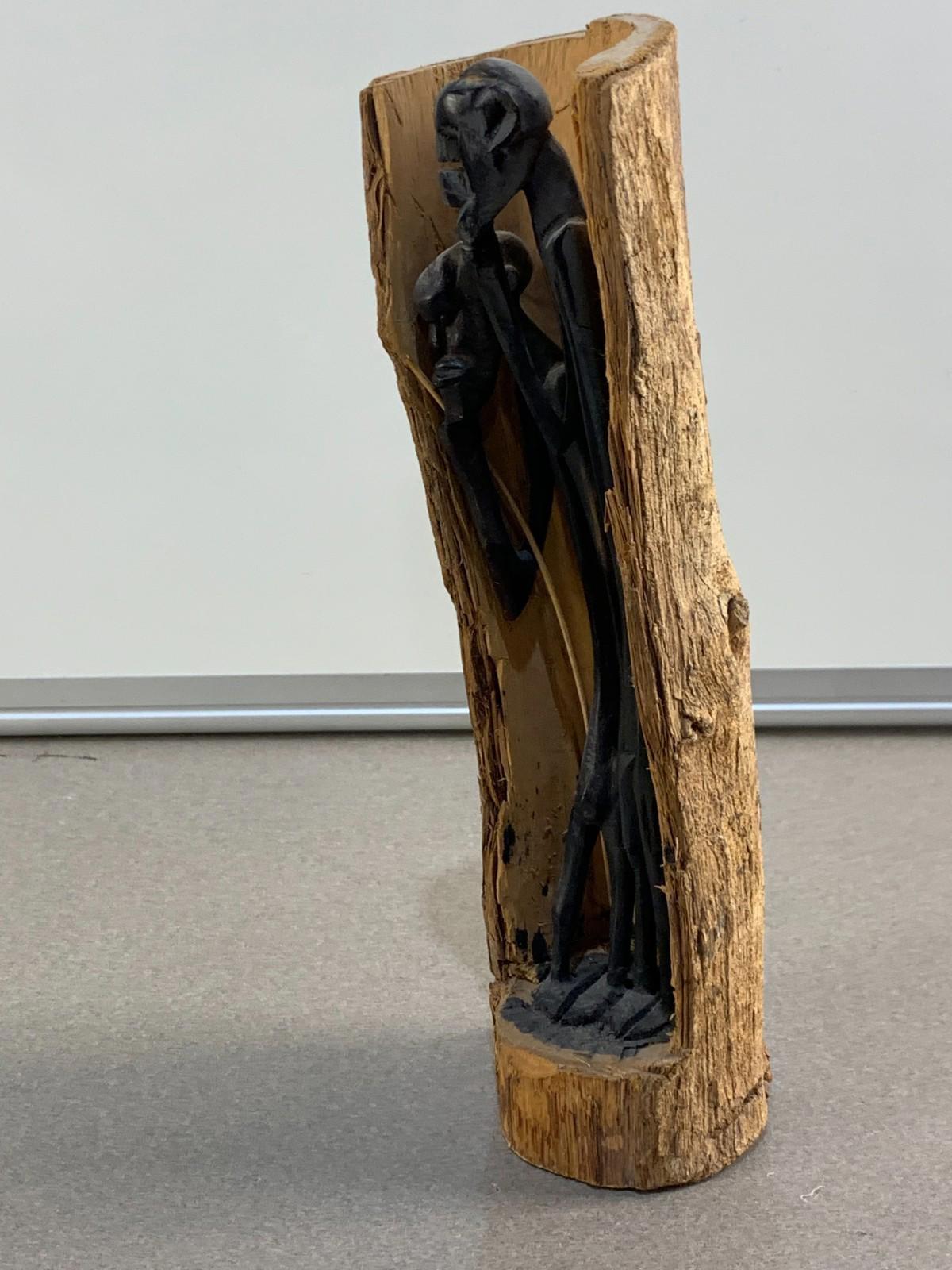 Vintage Rare African Tribal Hand carved Man & Woman Wooden Sculpture