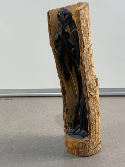 Vintage Rare African Tribal Hand carved Man & Woman Wooden Sculpture