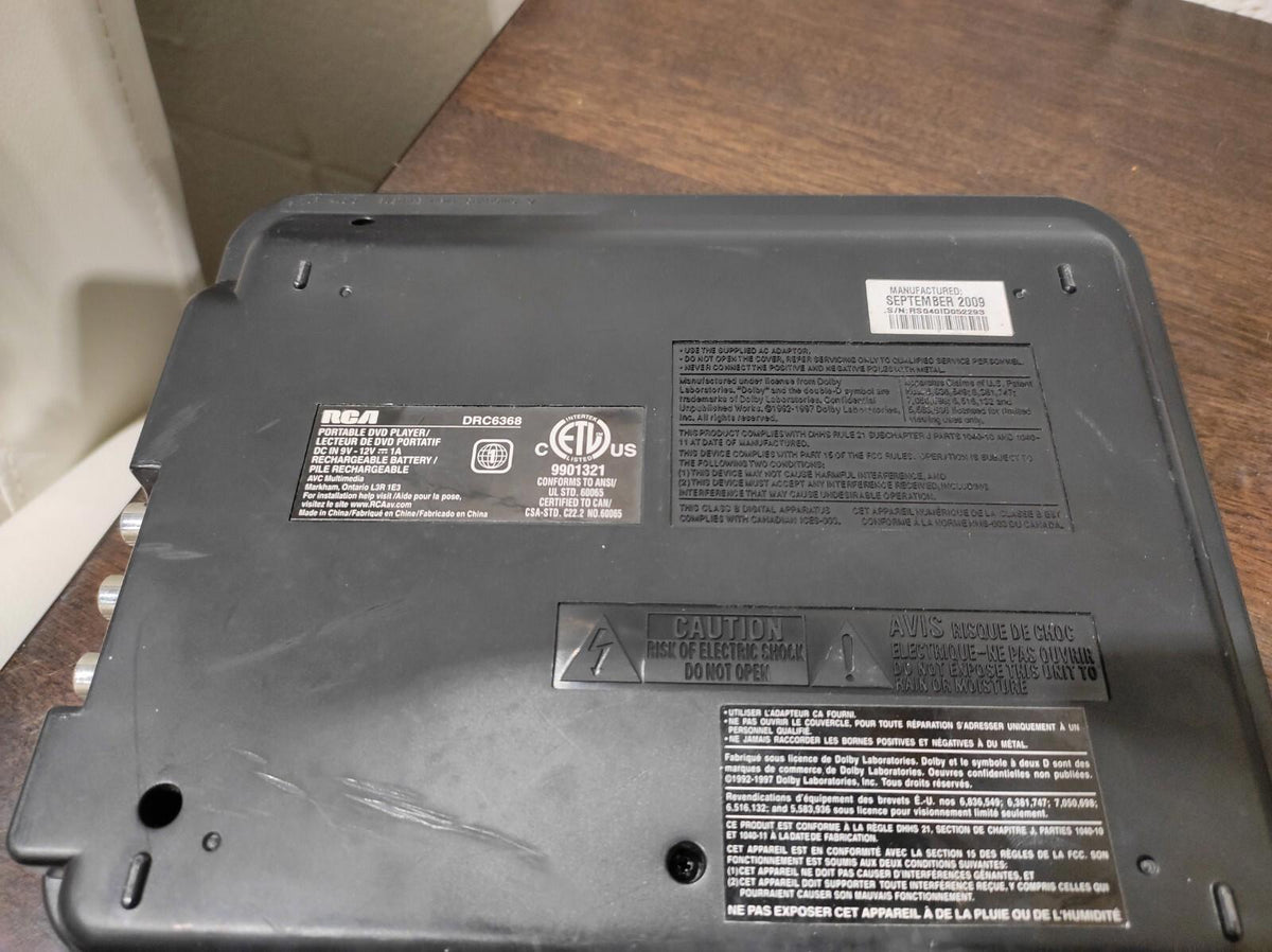 RCA DVD Portable Player Model DRC6368