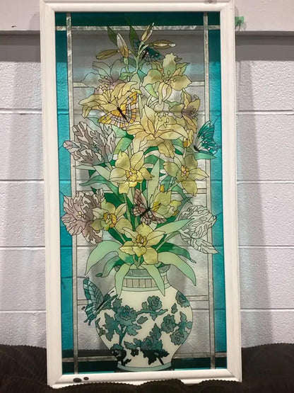 Joan Baker Designs Floral Stained Glass Panels - 2 Available