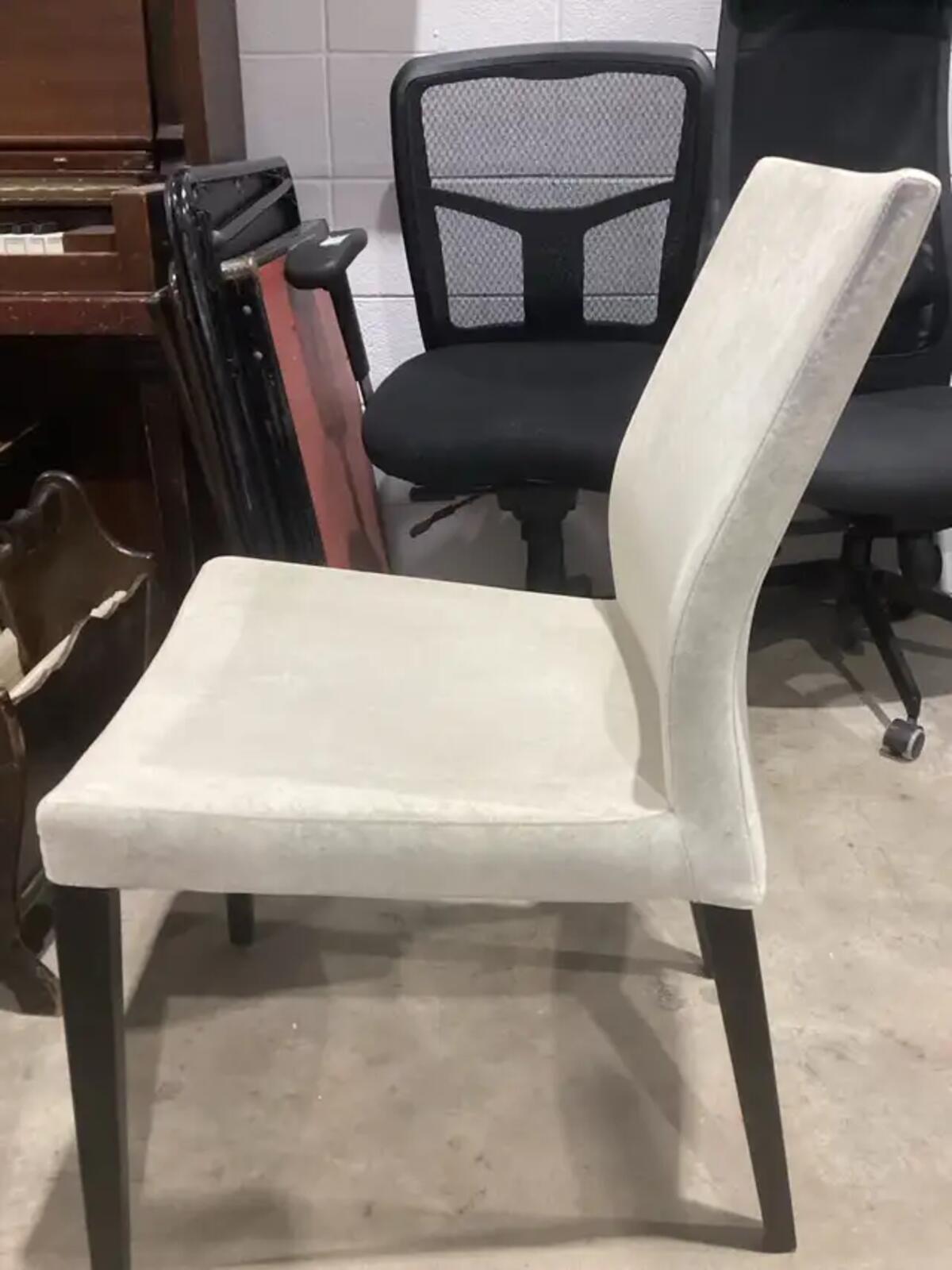 White Velvet Fabric Dining Chairs - 4 Available