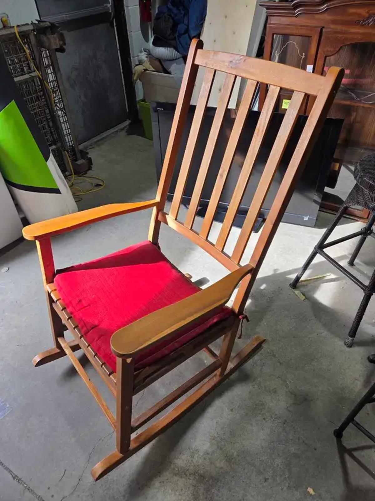 Large Wooden Rocking Chair with cushion