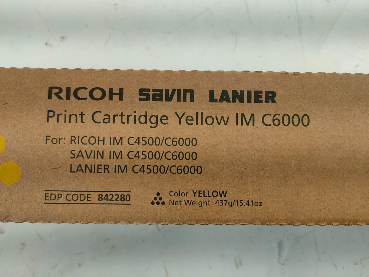 Cartouche d’impression JAUNE authentique Ricoh IM C6000, code EDP 842280.