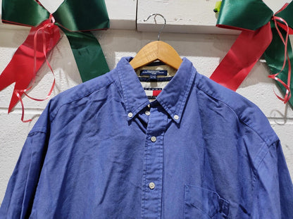 Tommy Hilfiger Men's Vintage Lion Crest Logo Long Sleeve Shirt XL (17.5) 34-35