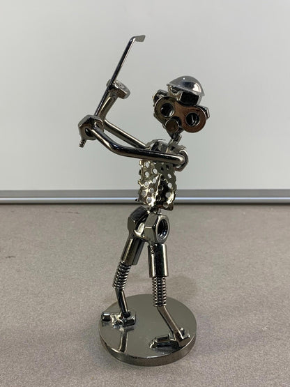 Nuts and Bolts Sculpture Playing Sports Handmade Figurine