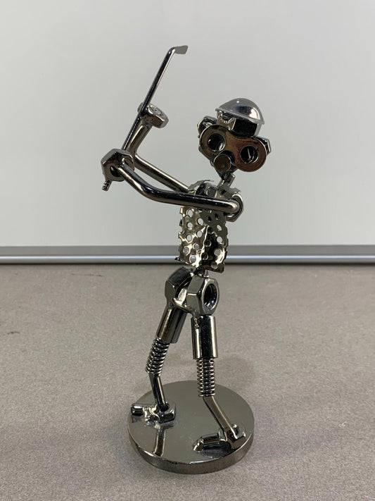Nuts and Bolts Sculpture Playing Sports Handmade Figurine