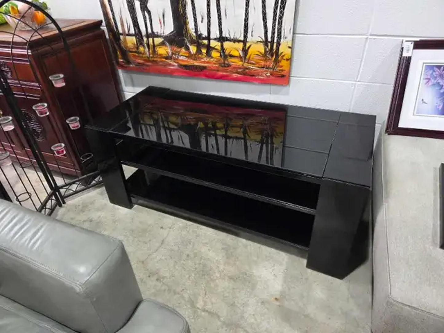 Black Glass TV Stand
