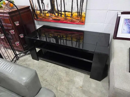 Black Glass TV Stand