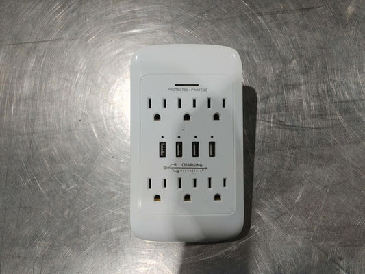 LITESUN Outlet Expansion Adapter 6 US 4 USB Plugs w/ Surge Protection White Fair