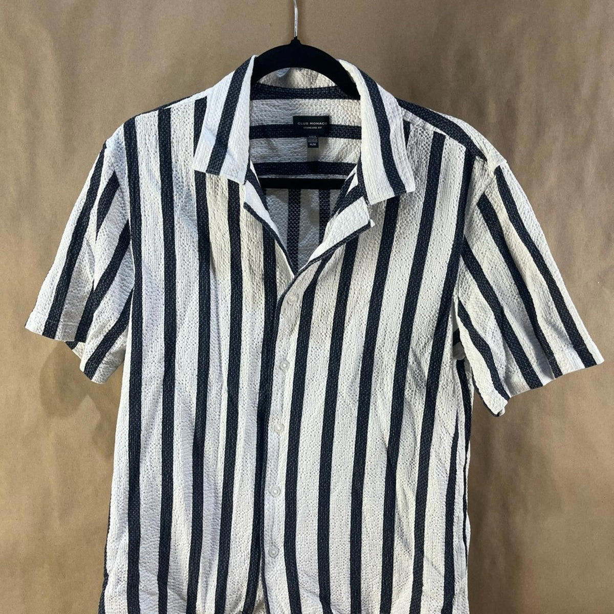 Club Monaco Blue & White Striped Casual Shirt (Men’s Size M)