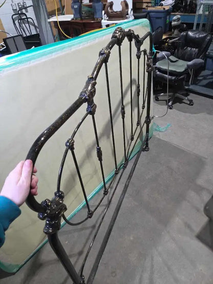 Antique Victorian Style Wrought Iron/Brass Headboard - Queen