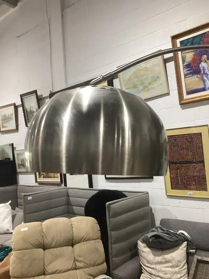 2M Tall Hanging Silver Floor Lamp with Black Base