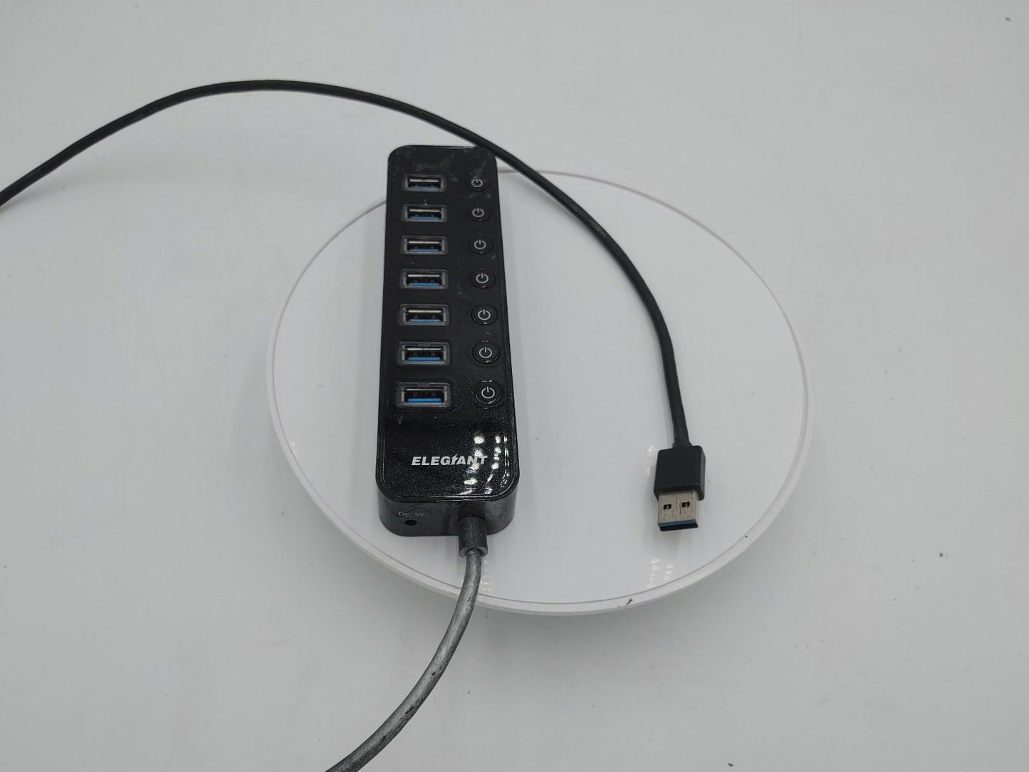 Elegant 8 port USB 3 Hub Black Tested Working - Fair