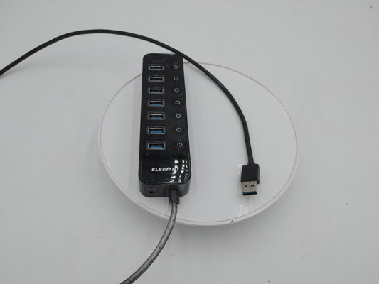 Elegant 8 port USB 3 Hub Black Tested Working - Fair