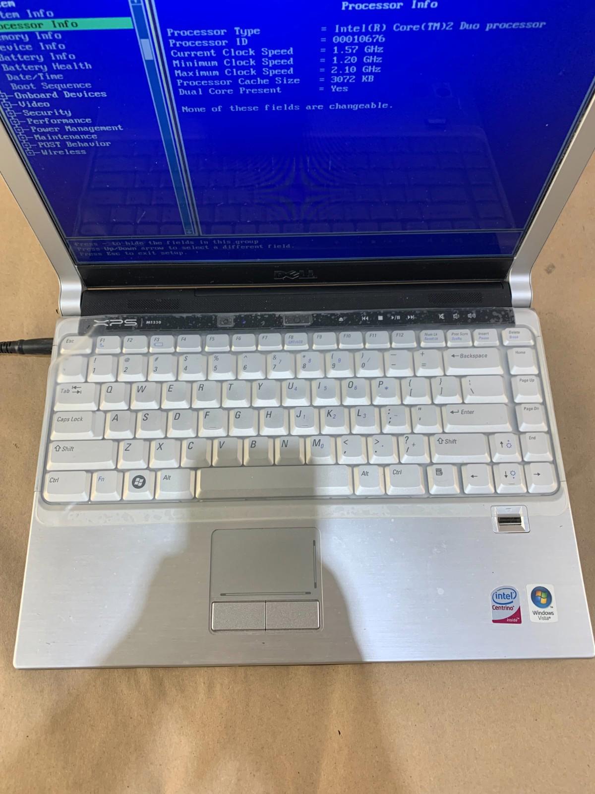 Dell XPS M1330 Core 2 Duo 2GHz, 4GB RAM Boots To BIOS Good Screen