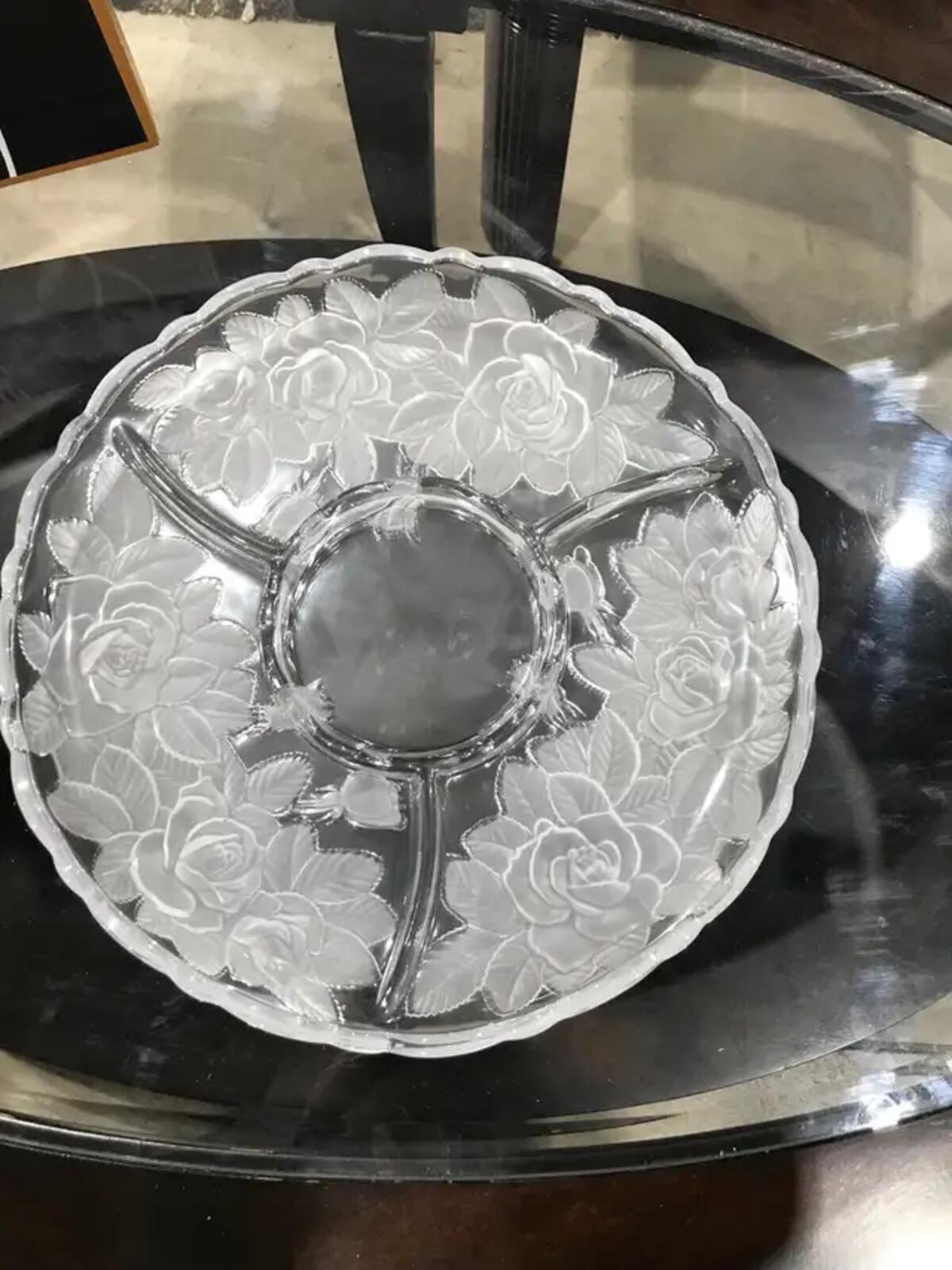 Mikasa Studio Nova Winter Roses Frosted Glass Sectioned Dish