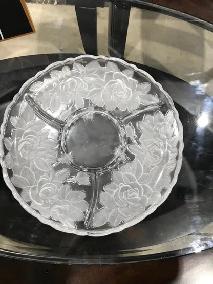 Mikasa Studio Nova Winter Roses Frosted Glass Sectioned Dish