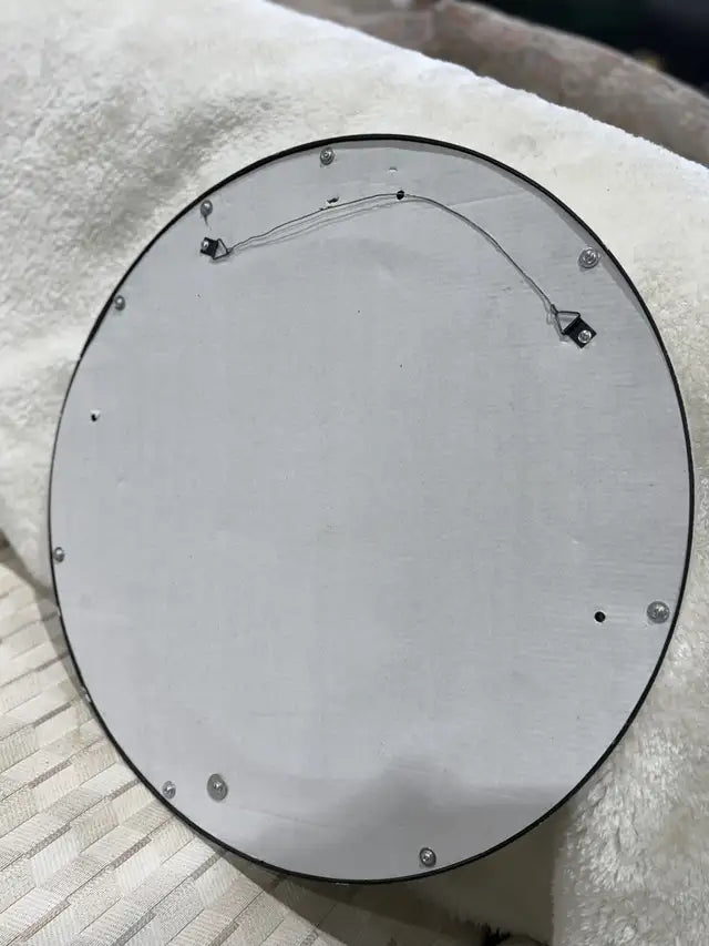 Round White Textured Hanging Mirror