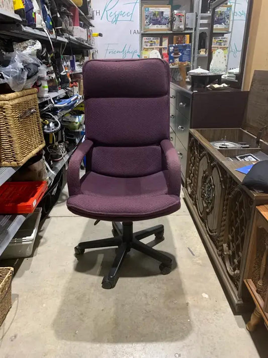 Deep Purple Upholstered Office Chair with High Back