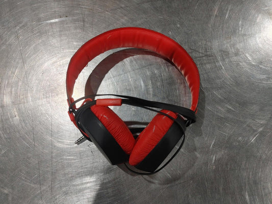 Red/Black Wired On-Ear Headphones with Microphone 3.5mm plug TestedWorking- Fair