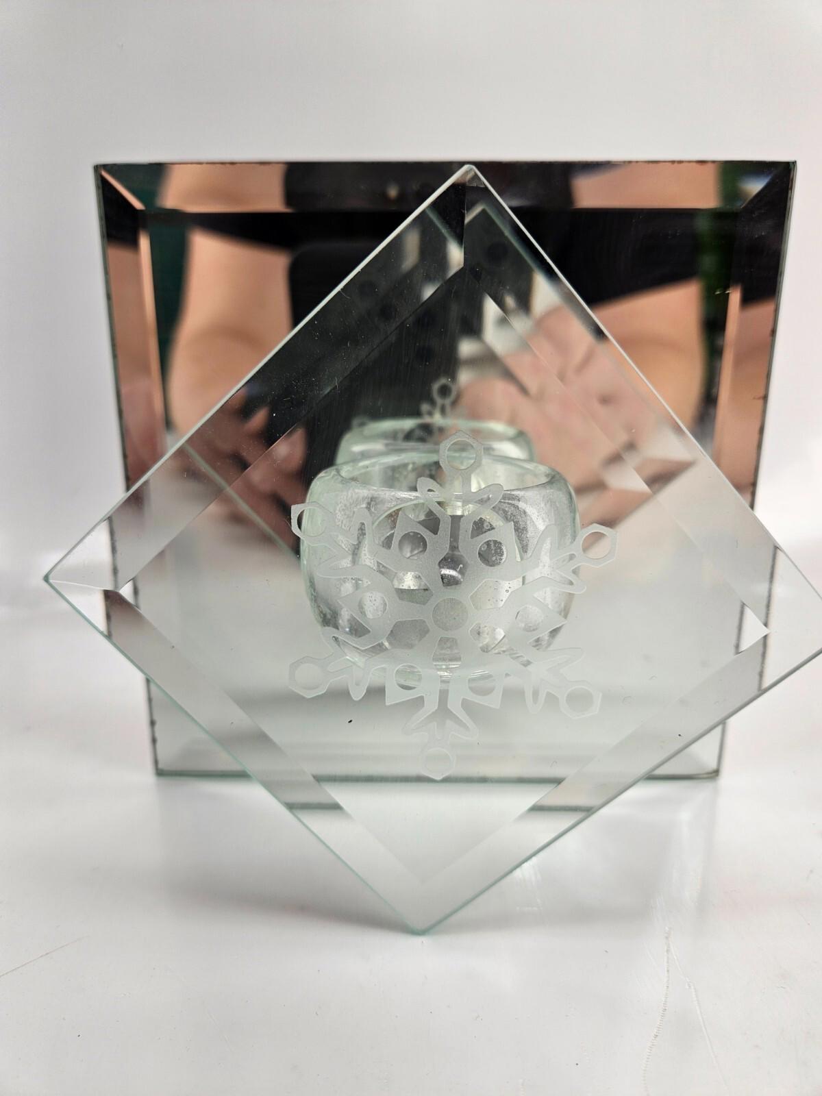 Traditions Snowflake Glass Mirror Candle Holder 6x6"