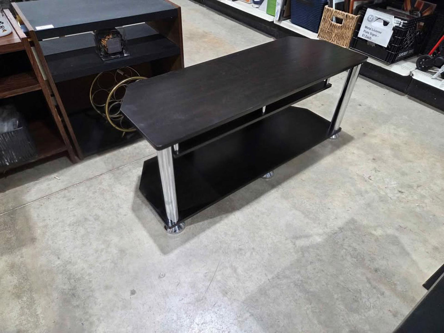 Black TV Stand Media Console w/ Shelves