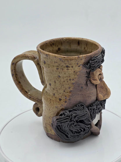 1970s McGillivray Studio Pottery Stoneware Funny Man Ugly Face Mug Feet Signed