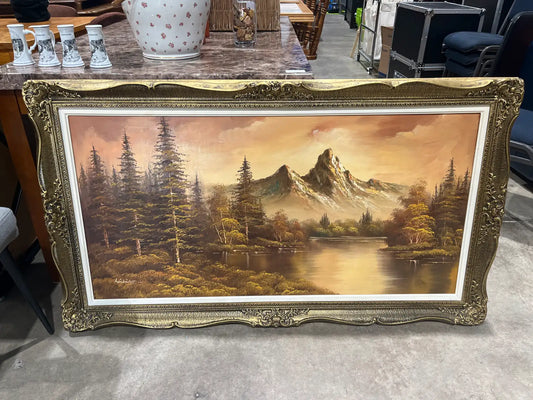 Vintage Mountain Scene Painting