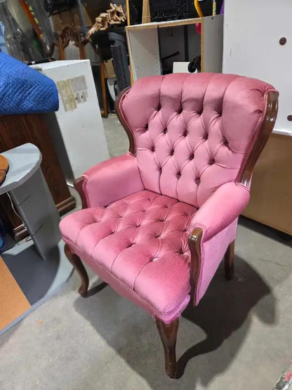 Vintage Pink Tufted Accent Chair