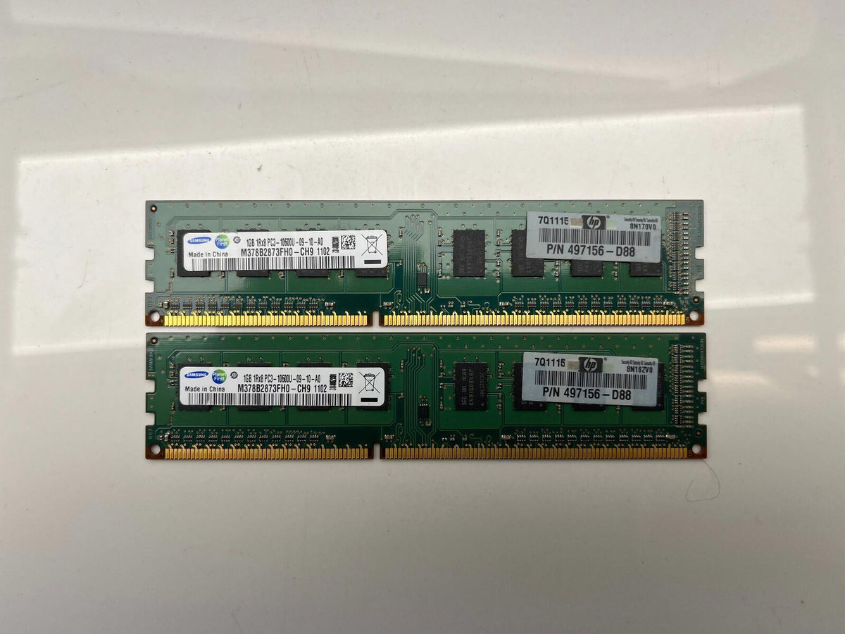 Kit de mémoire HP OEM 2 Go (1 Go x 2) DDR3 1333 497156-D88 Samsung M378B52783FH0-CH9 1102