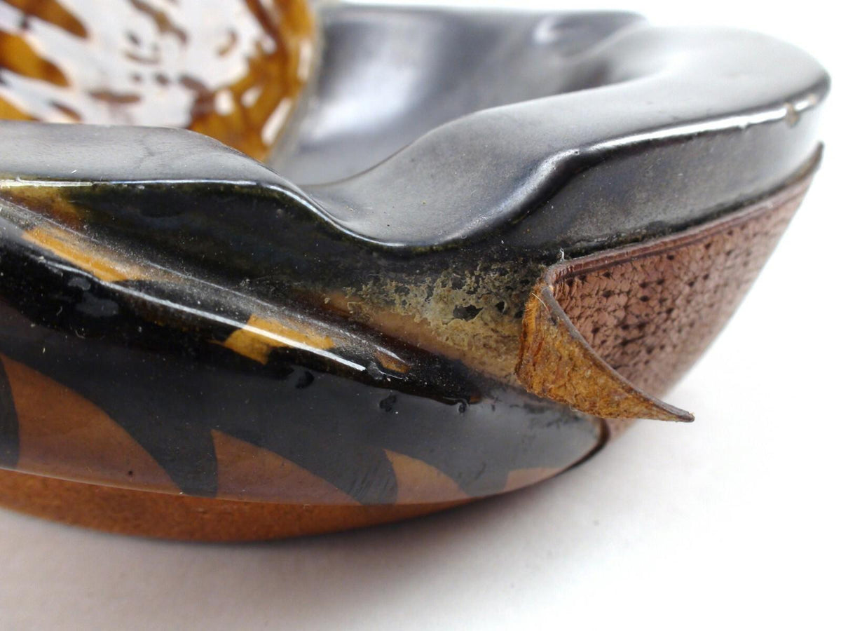 Vintage Longchamp Quail Ashtray - Leather Bottom, Made In France - Rare