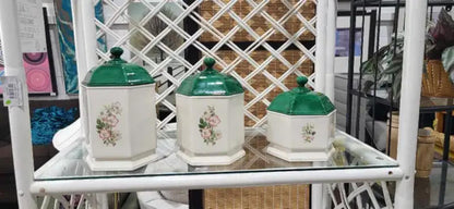 Ceramic Floral Canisters - Set of 3