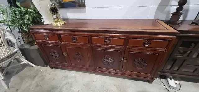 Rosewood Credenza with Shou Longevity Symbol