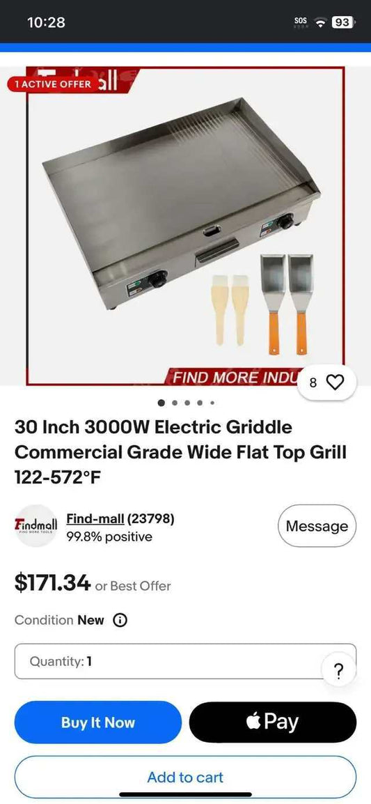 30 Inch Electric Griddle