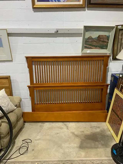 Queen Mission Style Bed Frame with Wooden Slats