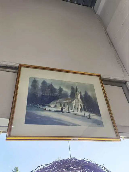 Framed Winter Landscape Print - signed by the artist