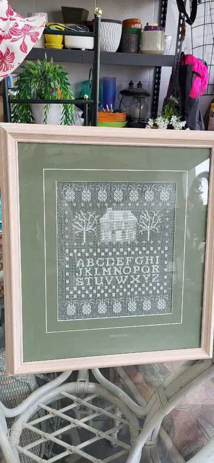 Framed Cross Stitch Alphabet Sampler