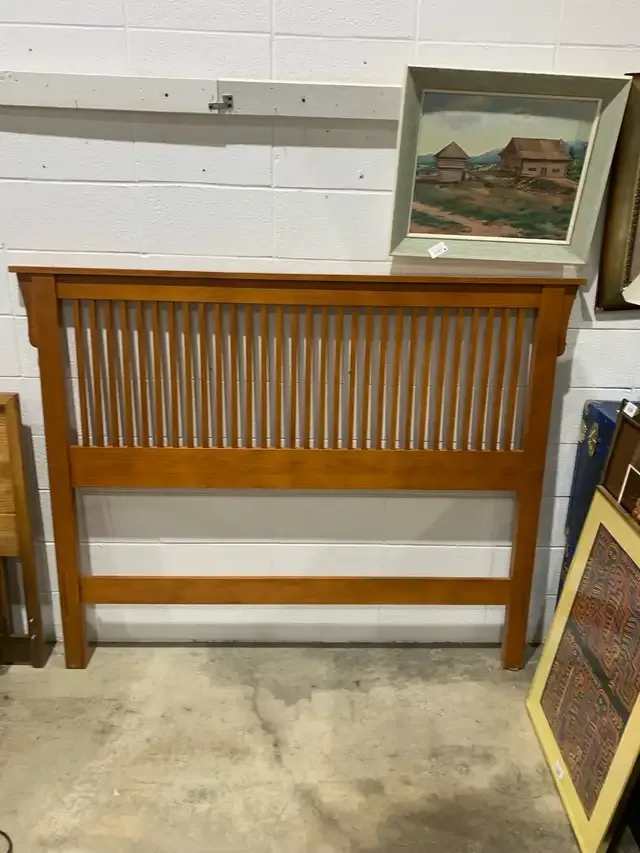 Queen Mission Style Bed Frame with Wooden Slats