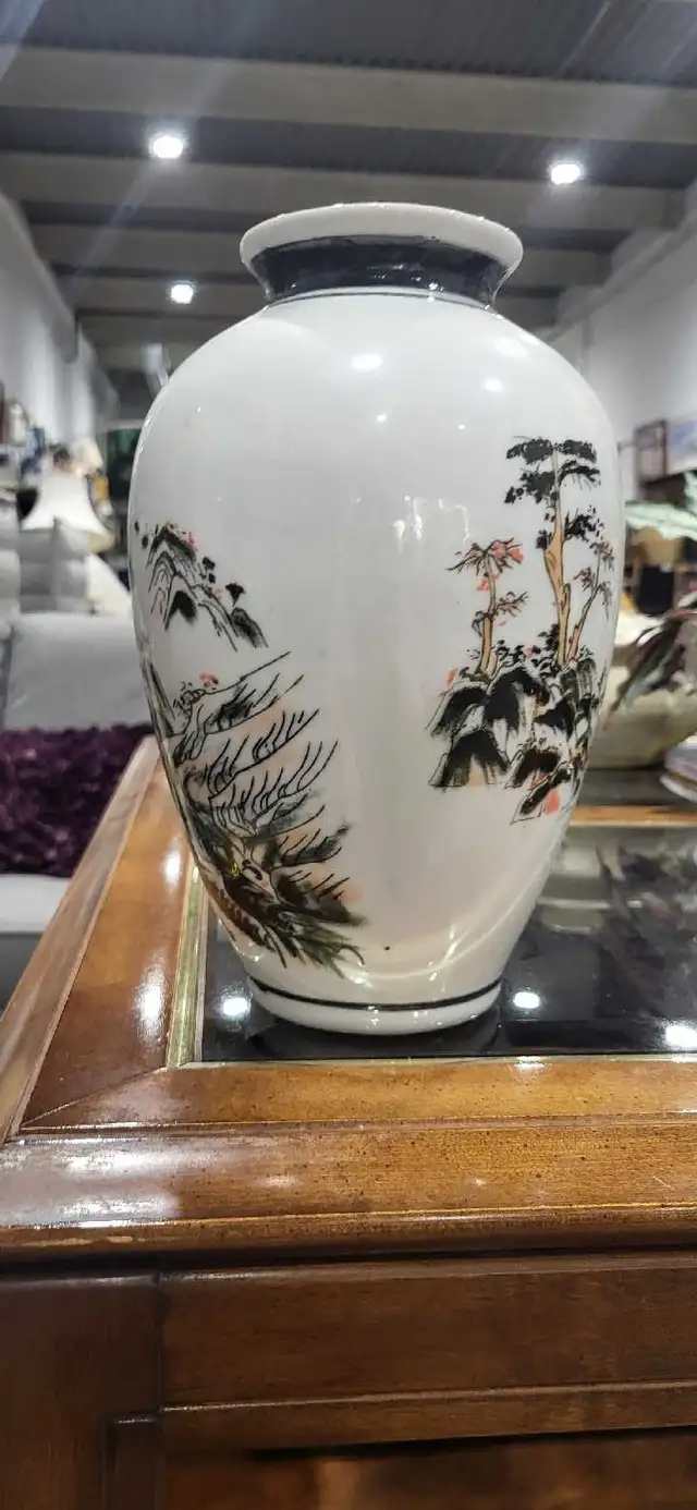 Ceramic Landscape Vase Chinese Inspired