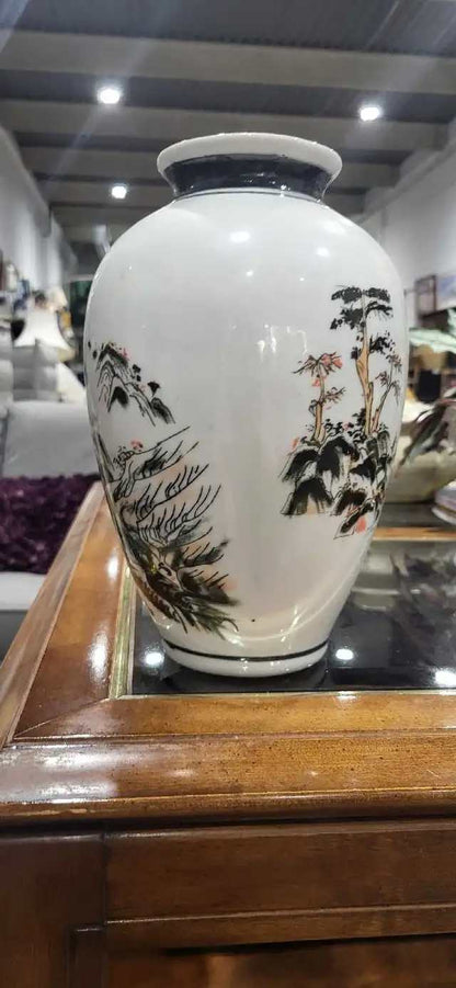 Ceramic Landscape Vase Chinese Inspired