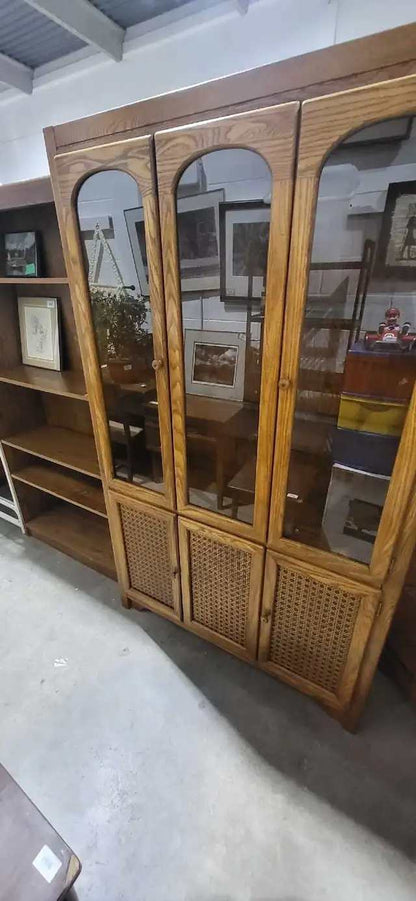 Oak Display Cabinet with Cane Details - House Of Braemore