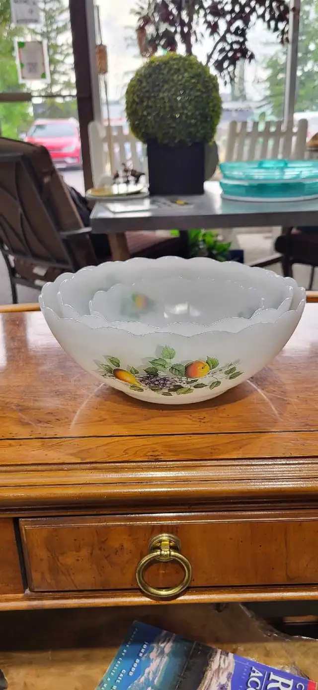 Arcopal France Milk Glass Fruit Bowls - Set of 3